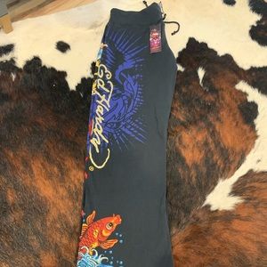 NWT Black Ed Hardy flare sweatpants.